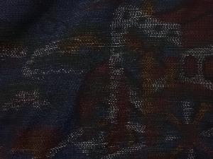 アンティーク　御所車模様織出し本場泥大島紬着物